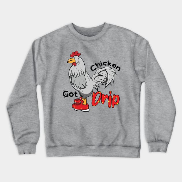 Chicken With Shoes White Red DRIP Crewneck Sweatshirt by Dad n Son Designs